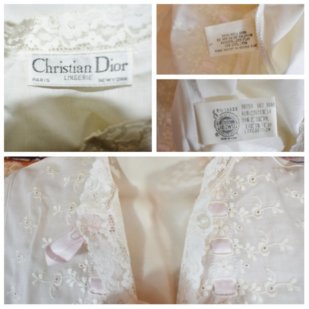 Christian Dior Small Nightgown Union Made NWOT Lingerie lace Prairie Vintage - Picture 3 of 12